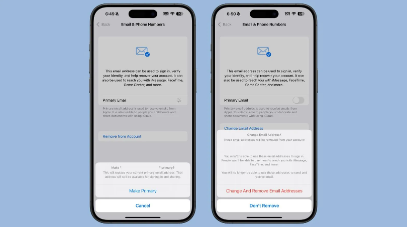 黄岩苹果手机维修分享苹果 iOS 18.1 支持设置“主要”邮箱地址并更改 iCloud 邮箱 